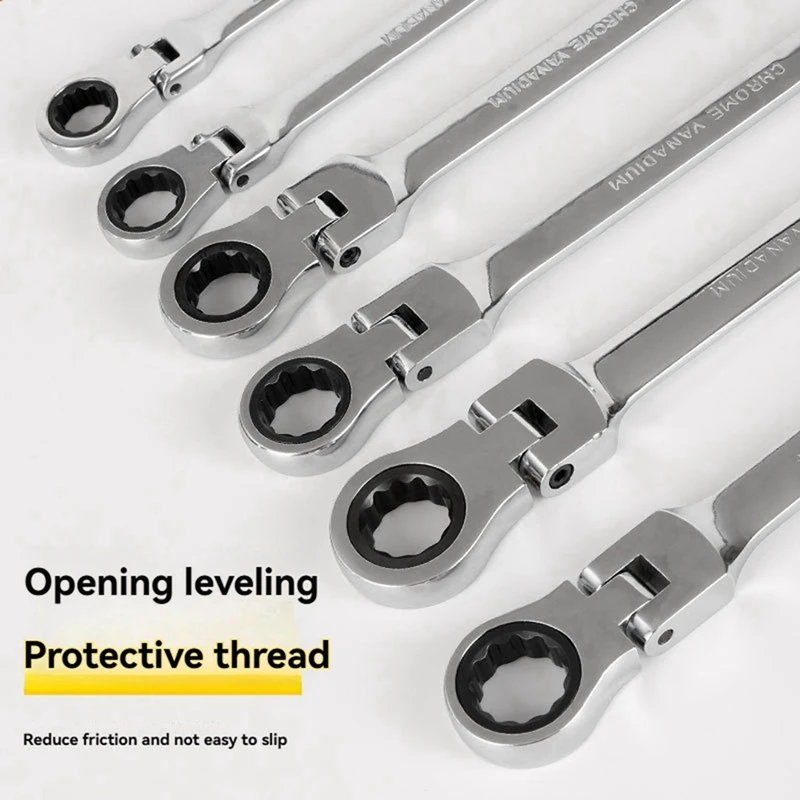 Movable-Head Dual-Purpose Open-Ended Ratchet Wrench Multi-Function Quick Shaking Wrench