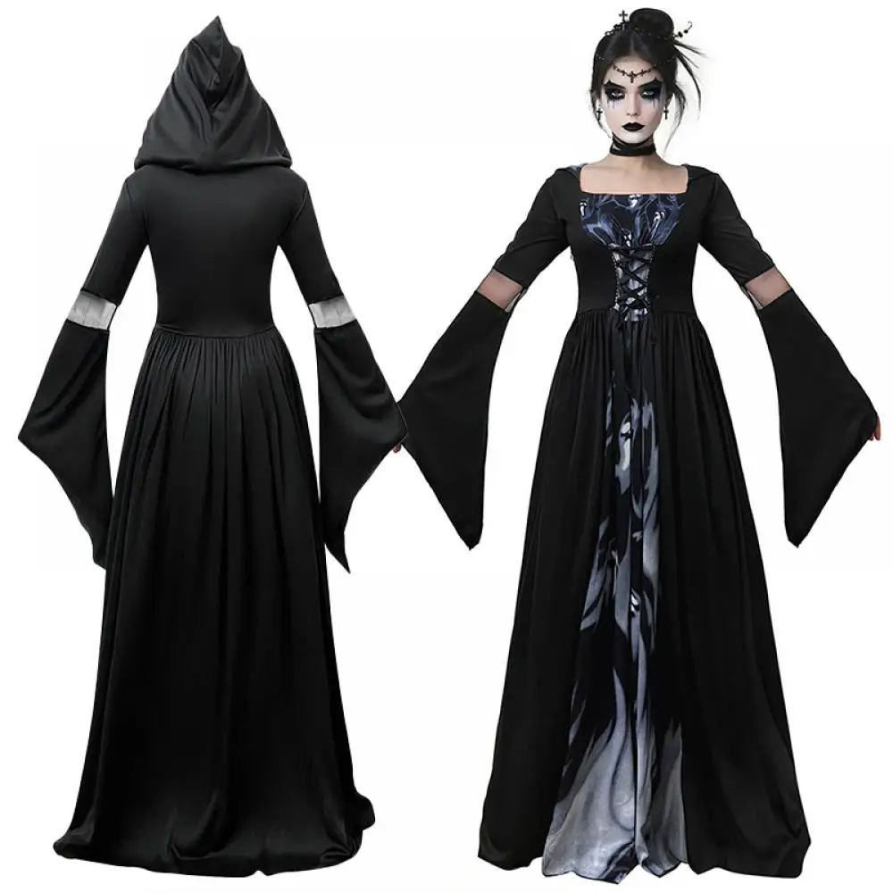 Robe Longue Sorcière Vampire à Capuche – photo 4