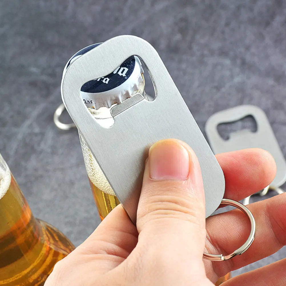 2Pcs Compact Stainless Steel Key Chain Bottle and Can Opener Multi Functional Beer Soda Cap Opener for Men Women Everyday Use