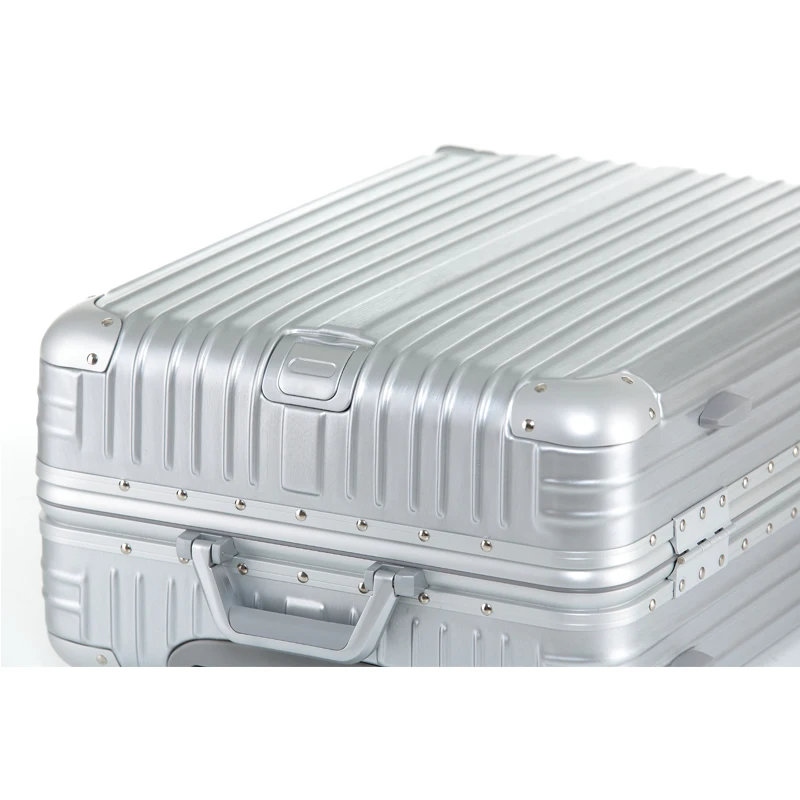 100% Aluminium-Magnesiumlegering Reiskoffer Rollende Bagage 20/24/28 Inch Trolleybagage Handbagage Koffer Inch Zilver