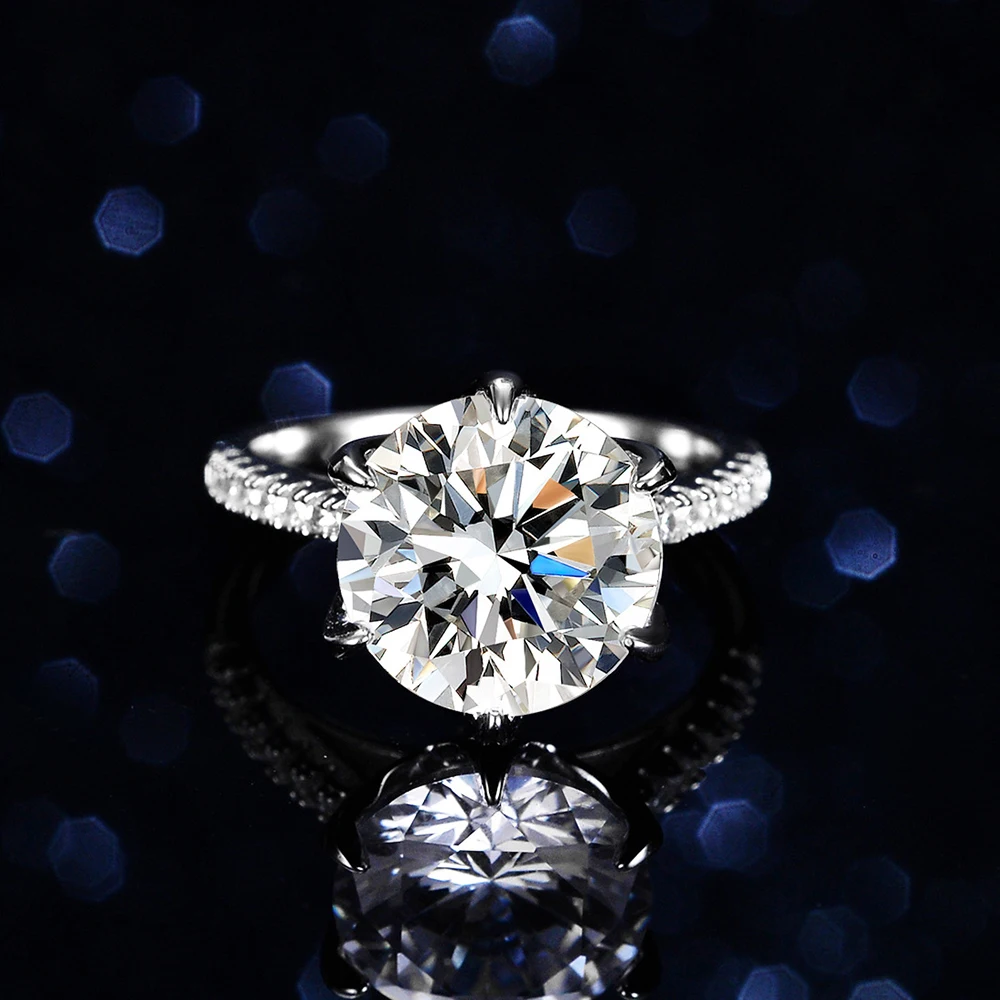 Joyce Kelly Ring aus 925er-Sterlingsilber mit 5-Karat-Moissanit-D-Farbe, VVS1, luxuriöser Diamant-Schmuck für Damen, funkelnde Lichter – Detail 2