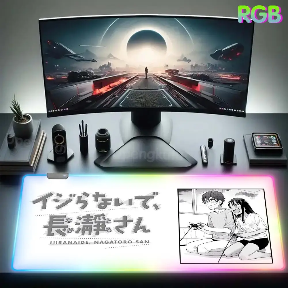 

Please don't bully me Nagatoro Mouse Pad Desktop Pc Accessories RGB Rubber Desk Mat Large Gabinete Pc LED Desk Protector Anime