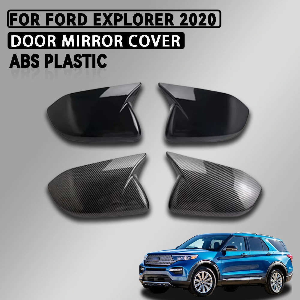 

Gloss Black and Carbon Fiber Abs Car Door Mirror Cover For Ford Explorer 2020 Car Accessorie External Decorate