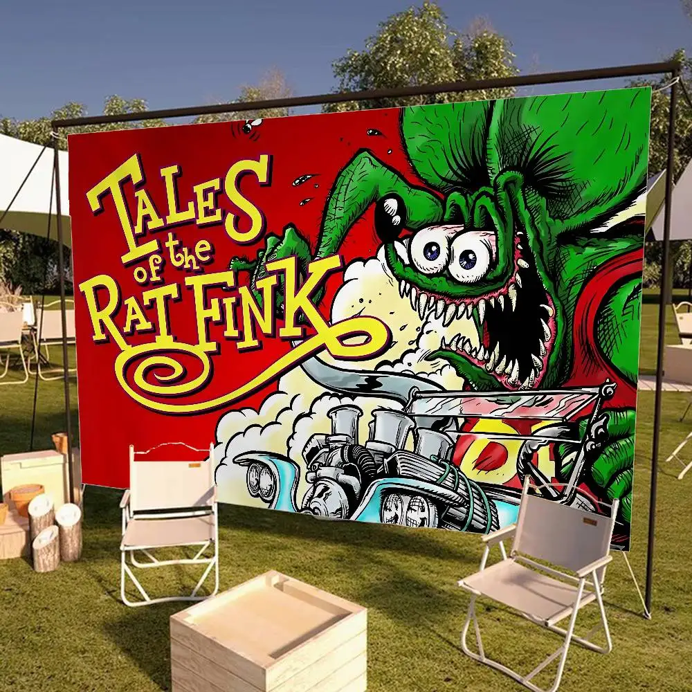 Fairy Tales of Rat Fink Cartoon DIY Flag For Family Group Photo Living Room Home Dorm Decor Wall Art Decor Banner