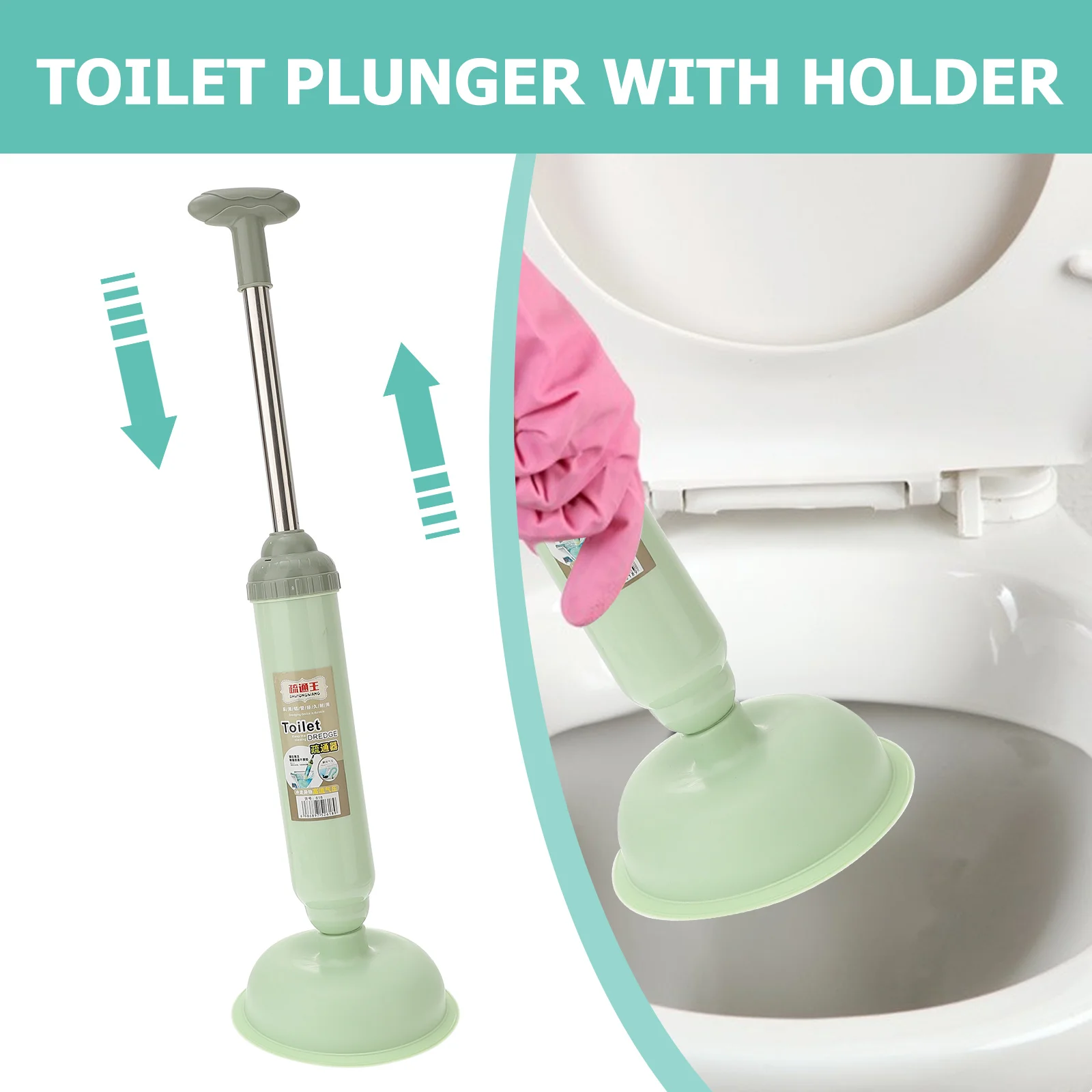 Manual Toilet Unclog Sink Plunger Plumber Helper Rubber High Pressure for Remover