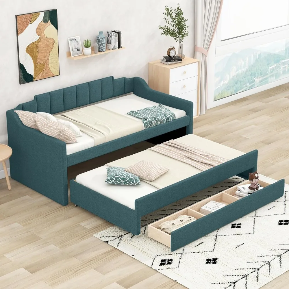 

Мягкая кушетка Merax Twin Size с выдвижными ящиками и тремя ящиками для хранения вещей, удобный диван-кровать и мягкая спинка для гостиной, Gue