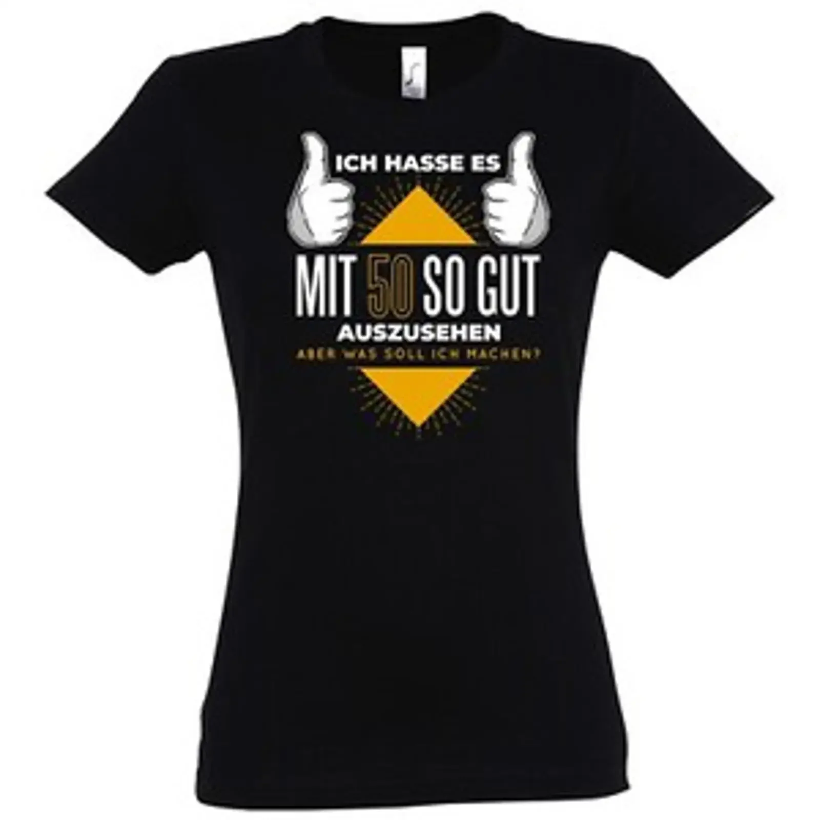 Youth Designz 50 und Gutaussehend 1 Damen T Shirt Spruch Logo Fun Alter Lustig vintage Washed Comfortable Breathable Soft