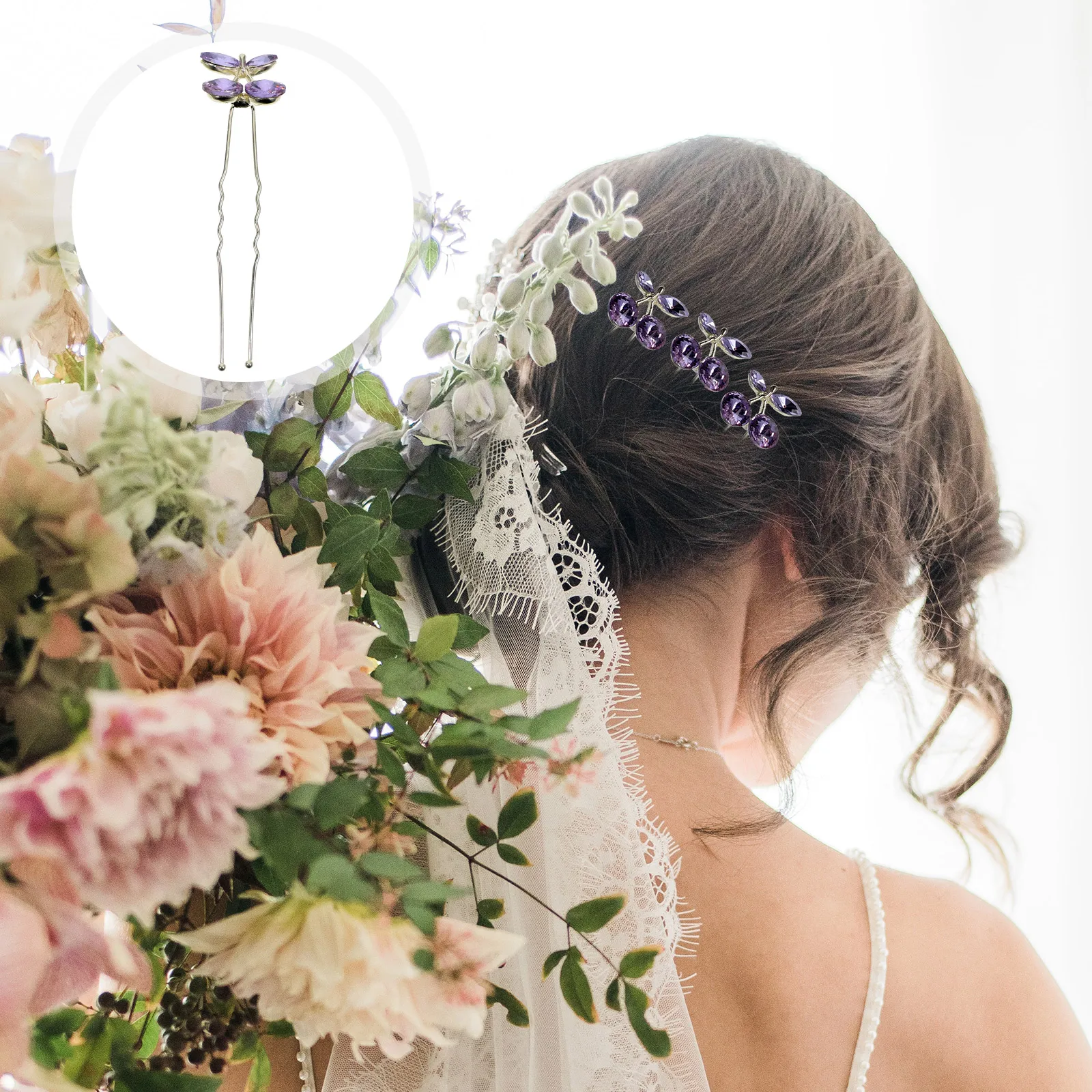 

4 Pcs Headgear Hairpin Bridesmaid Bridal Accessories for Wedding Party Zinc Alloy Pendant Rhinestone