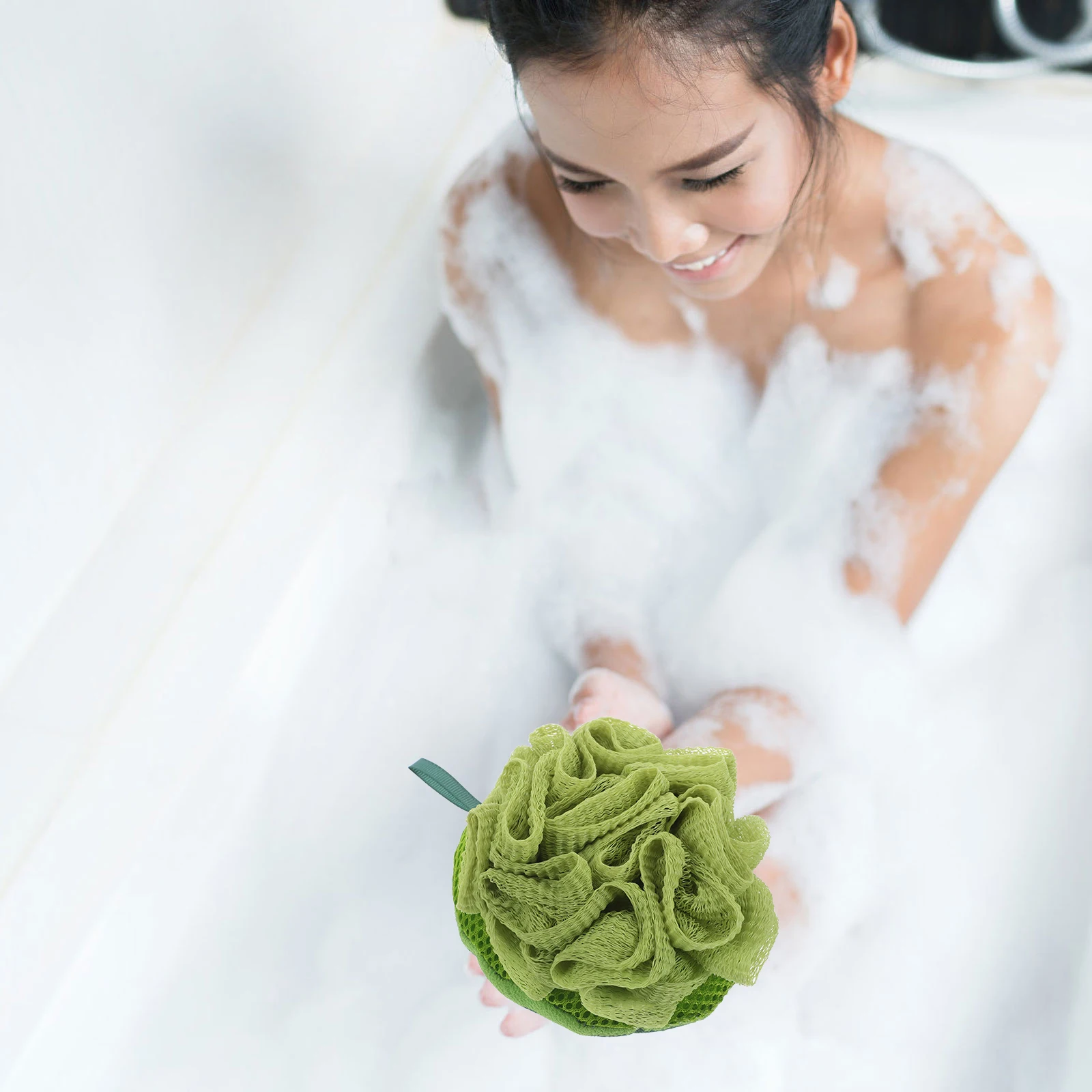 

Exfoliating Body Scrubber Polyester Bath Ball Shower Puff Washcloth Back Scrubber Bath Cleaning Travel Accessory Oval Shape
