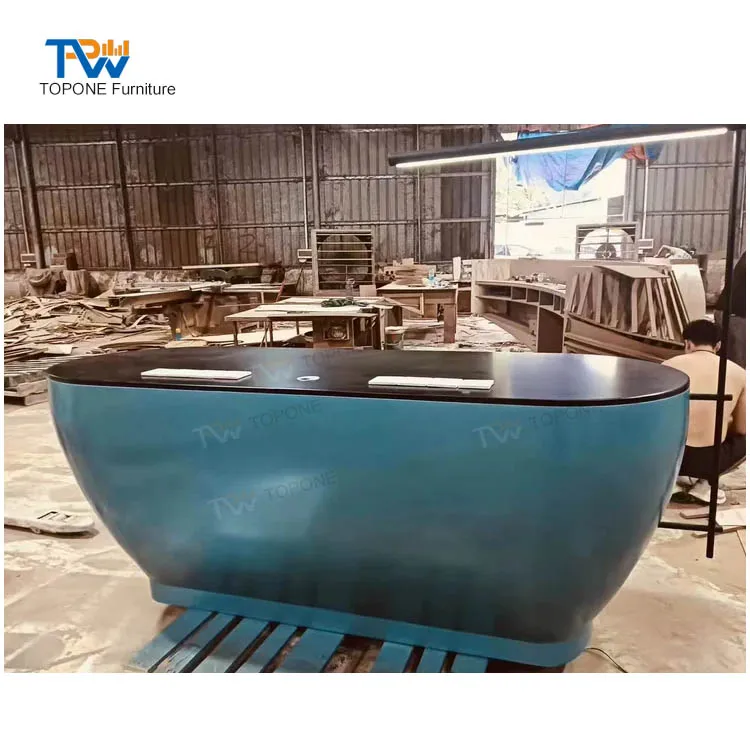 

Customized.Oval Shape Solid Surface Reception Desk