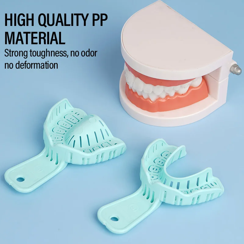 6 Pcs Dental Impression Tray Plastic Disposable Denture Trays Teeth Holder Removable Partial Mold S/M/L Dentistry Tools