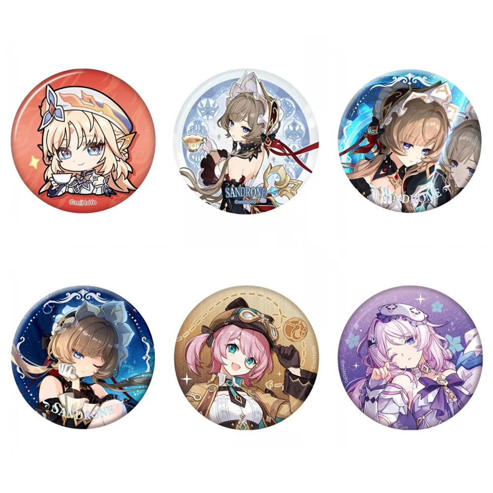 58mm Game Genshin Impact Nicole Reeyn Sandrone Charlotte Citlali Cosplay COSTUME Badge Pin SPTE Tinplate Brooch﻿ Prop Gift