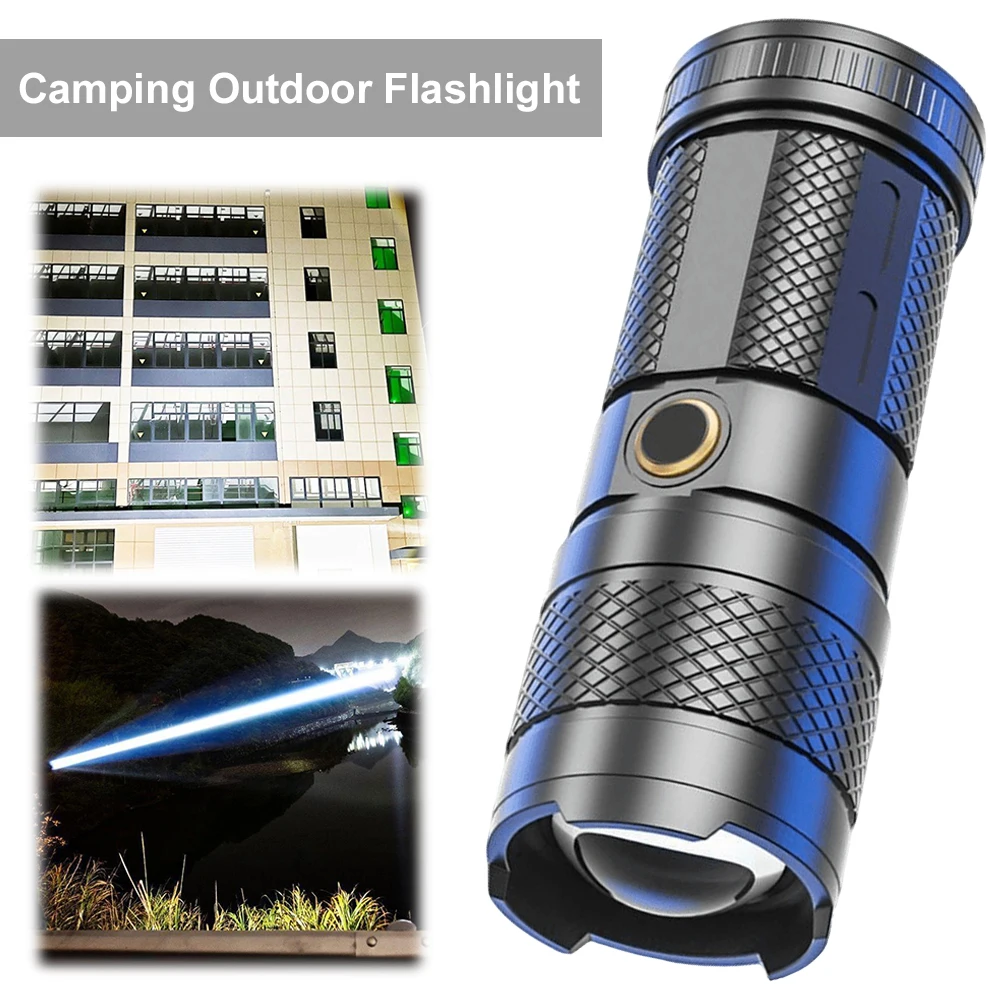 30W LED Long Range Flashlight Waterproof USB Rechargeable Telescopic Zoom Multiple Lighting Modes for Camping Hiking Emergencies