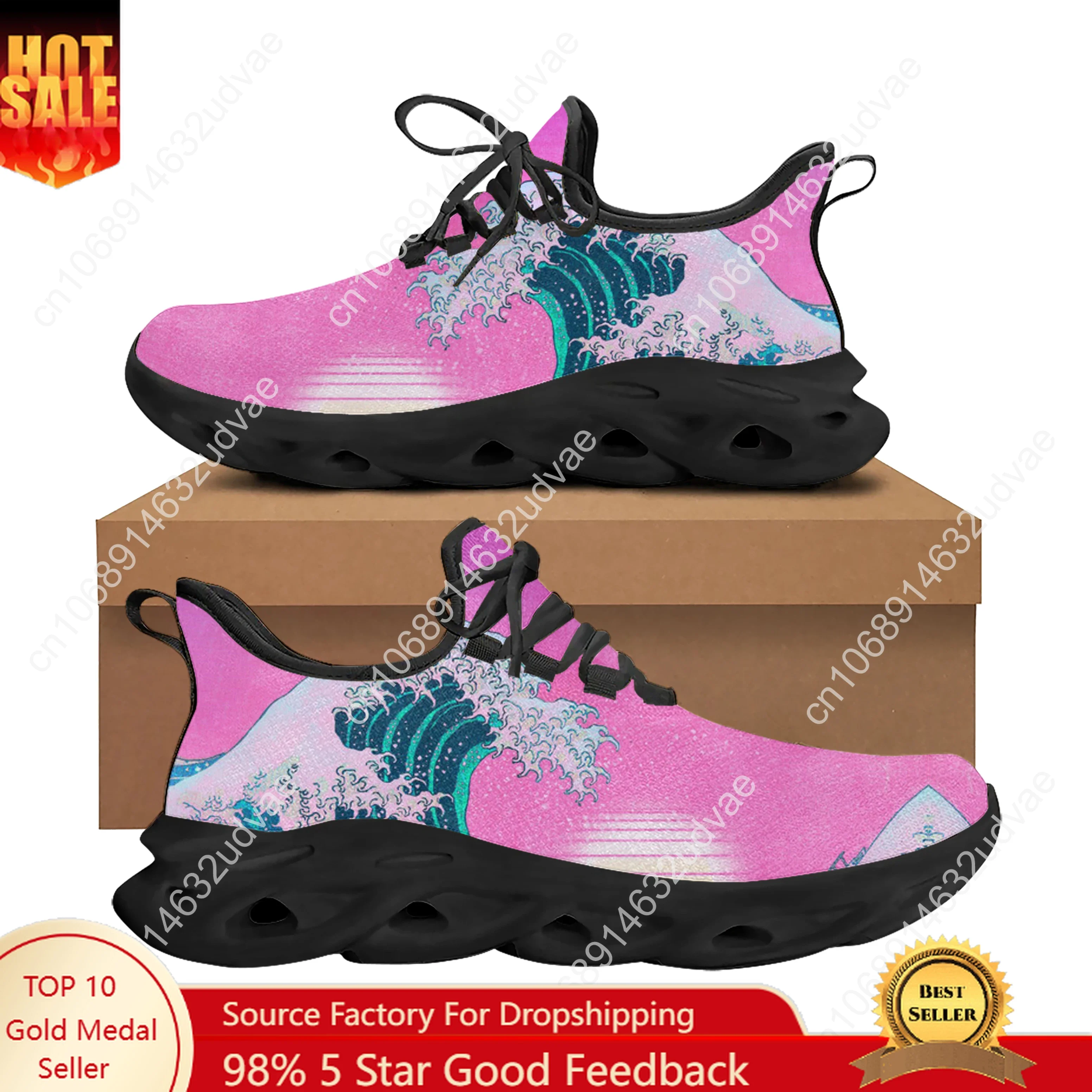 

Кроссовки на плоской подошве The Great Wave off Kanagawa, мужские и женские подростковые спортивные кроссовки, высококачественная ковбойская обувь на заказ