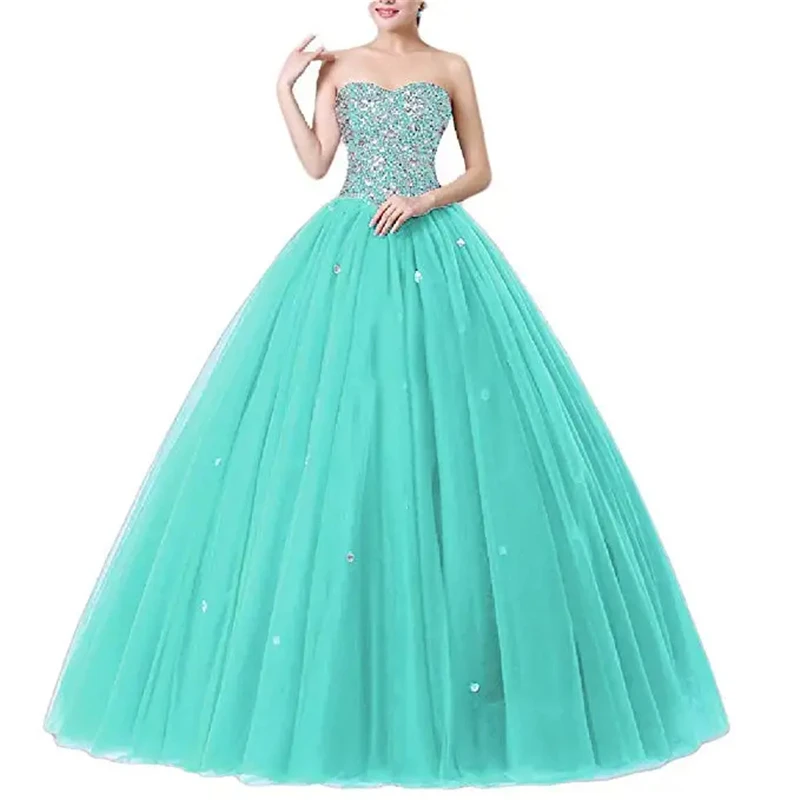 

Bealegantom New Quinceanera Dresses Ball Gown Sweetheart Beaded Sequin Lace Up Sweet 16 Prom Party Gown Robes De Soiree B2024-49