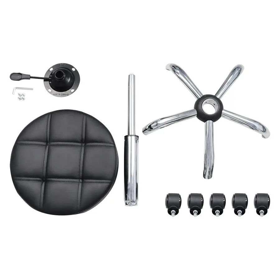 Rollhocker, Drehstuhl, PU-Leder, höhenverstellbar, Arzthocker, Salon, Spa-Hocker, kratzfeste Räder, Beige