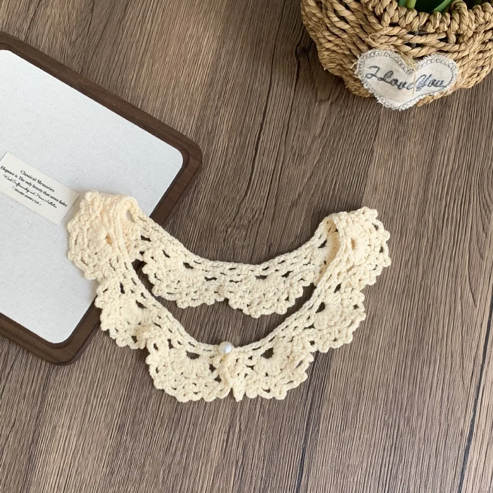 Sweet Hollow Out Crochet Shawl Detachable Round Neck Knitted Scarves Clothes Decoration Scarf Accessories