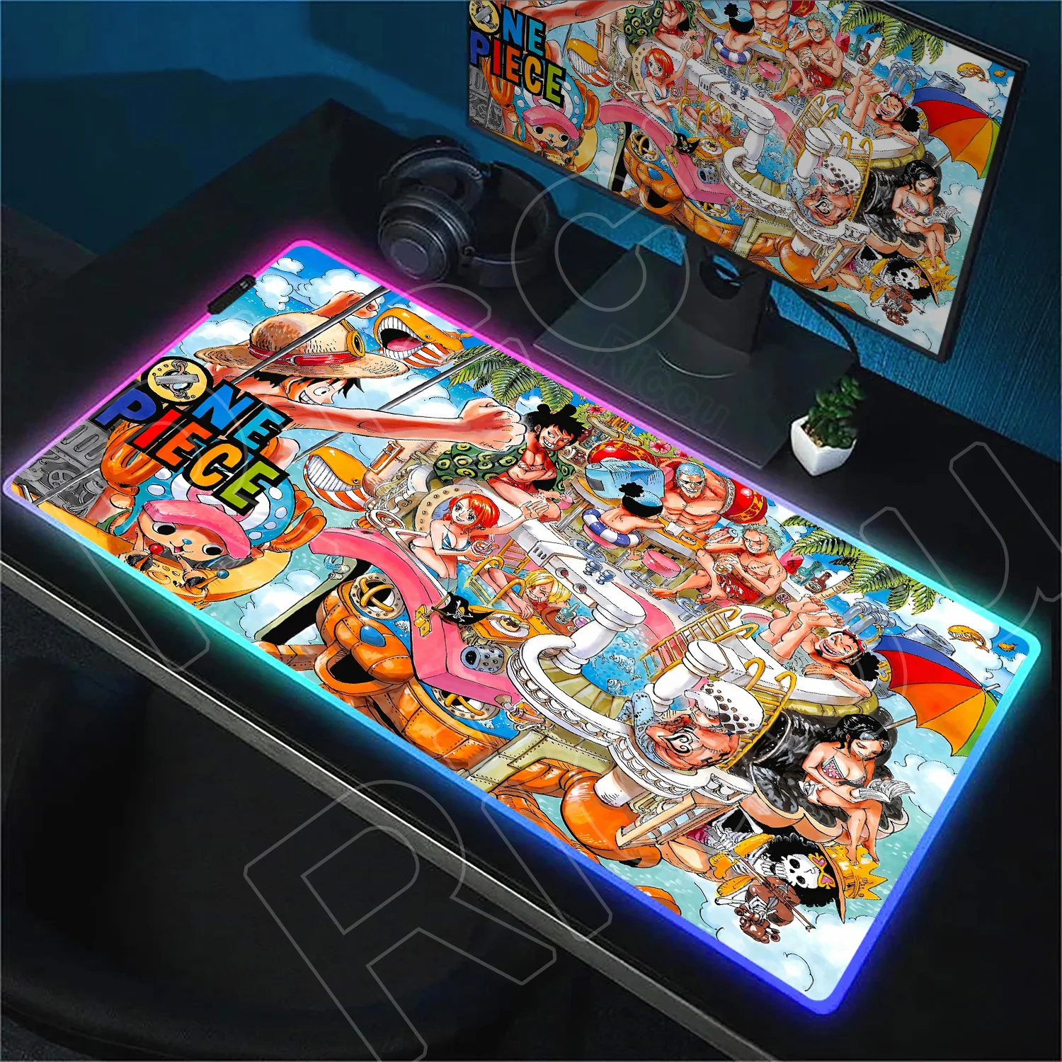 

RGB Anime Mouse Pad O-One-PieceS Table Mat LED Luminescence Gamer Keyboard Rugs Computer Mausepad Accessories Gaming Mice Carpet