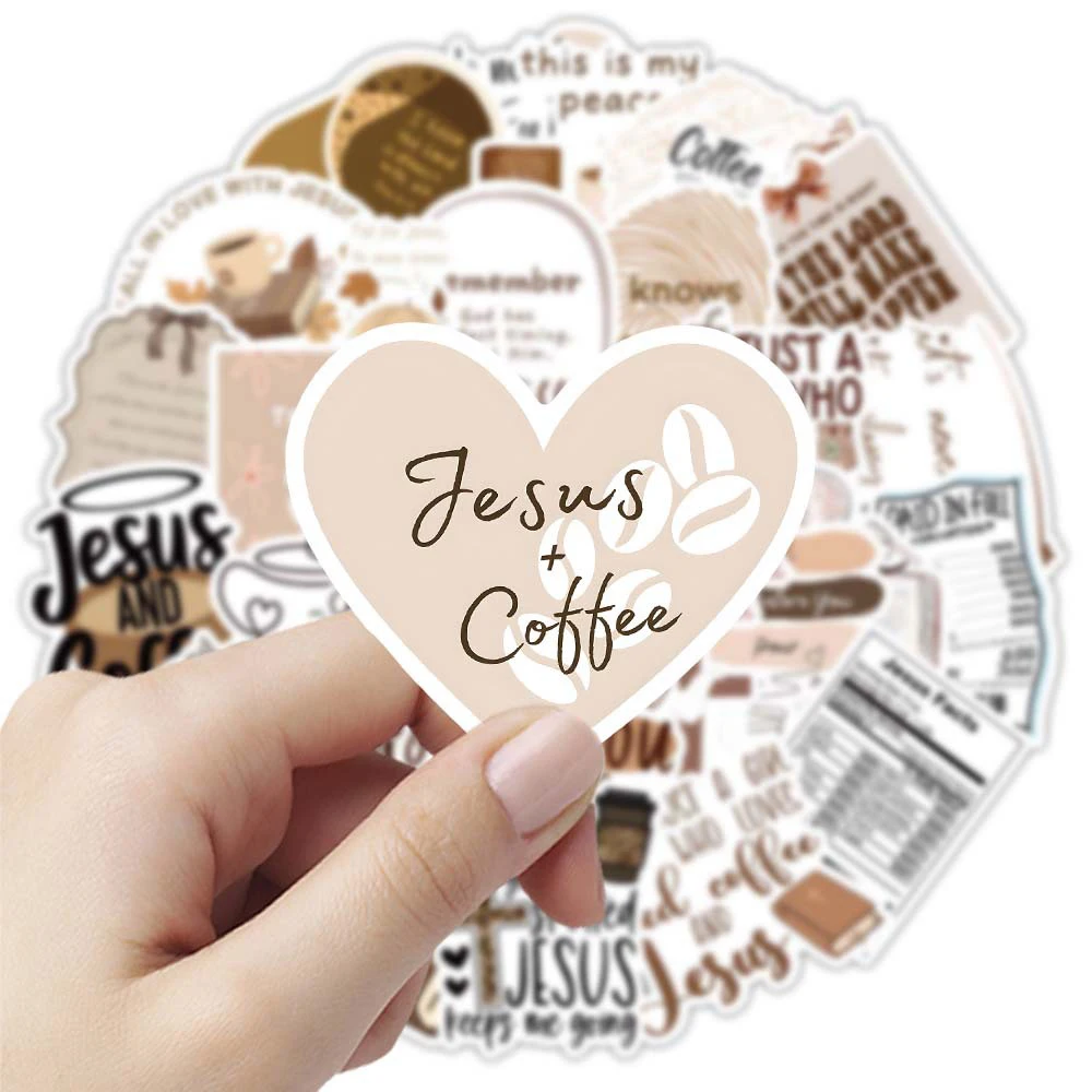 

10/30/50pcs Retro Cartoon Jesus Coffee Stickers Creative Graffiti Sticker DIY Scrapbooking Luggage Phone Case Decals Decoration