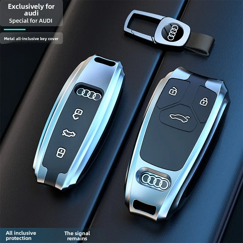 Металлический чехол для автомобильного ключа, чехол для Audi A6 A6L A7 A8 A8L A3 E-tron 55 Q7 Q8 C8 2019 2020 2021, аксессуары Металлический чехол для автомобильного ключа, чехол для Audi A6 A6L A7 A8 A8L A3 E-tron 55 Q7 Q8 C8 2019 2020 2021, аксессуары