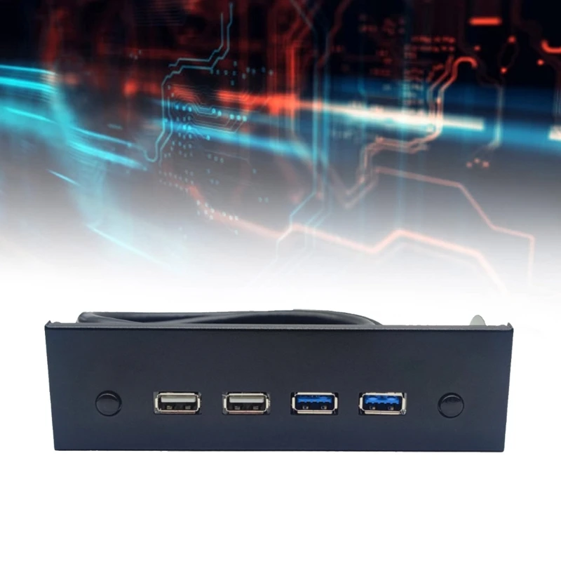 USB Front Panel for Desktop 5.25" CD-ROM Bay USB3.0/3.2 19Pin USB2.0 9Pin to 2 USB3.0 + 2 USB 2.0