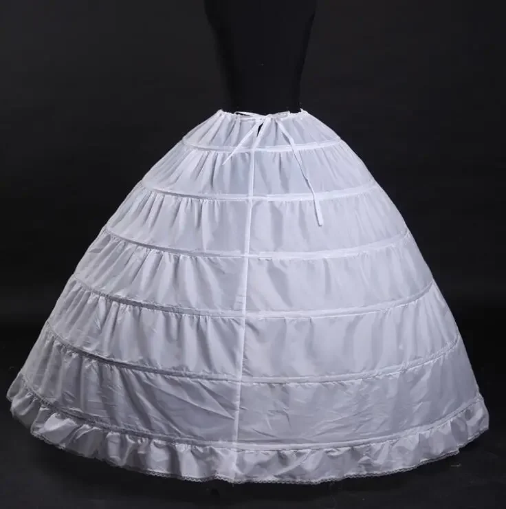 

High Quality White 6 Hoops Petticoat Crinoline Slip Underskirt For Wedding Dress Bridal Prom Quinceanera Gowns