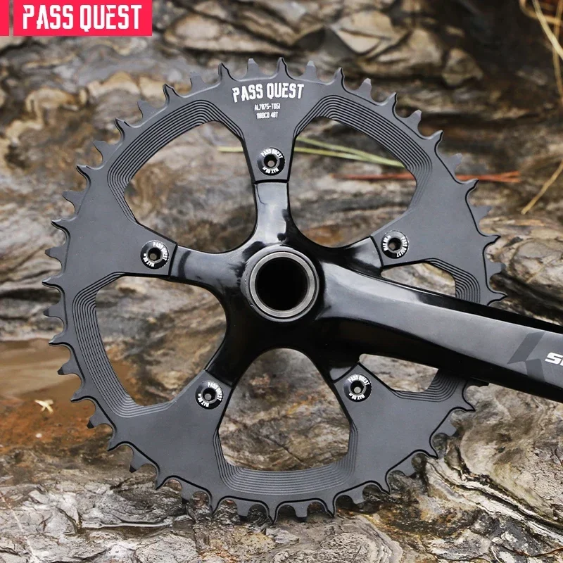 

PASS QUEST 110BCD Five Claws Hollow Round Oval Road Bike Narrow Wide Chainring 40-52T Chainwheel Black