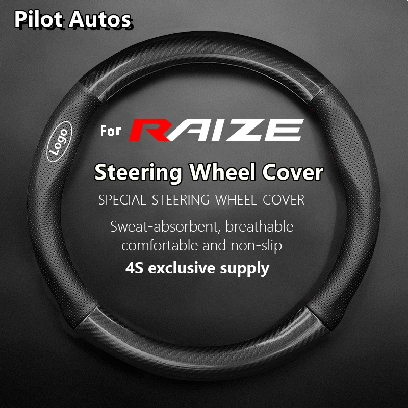 

For Toyota For Raize Steering Wheel Cover Genuine Leather Carbon Fiber Summer Winter Women Man