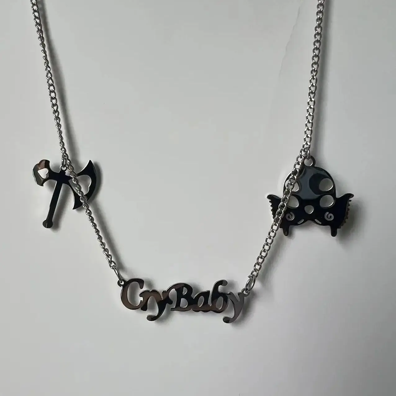 Cry Baby Melanie Martinez Necklace Fashion Stainless Steel Mask Ax Signs Pendant Jewelry for Song Fans Supporter Gift