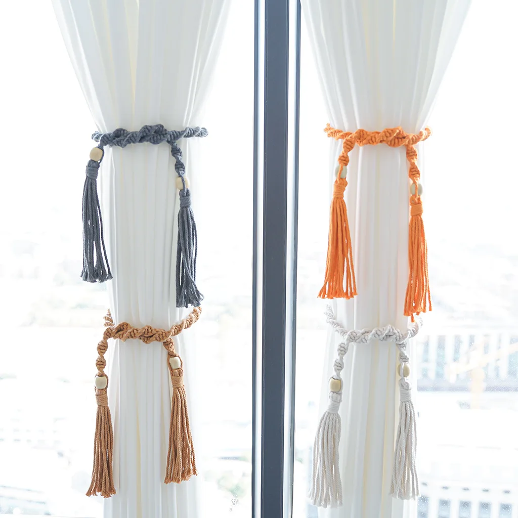 Nordic Handmade Cotton Rope for Curtains, Bohemian decoration Macrame Curtain Tie Backs , Binding Straps