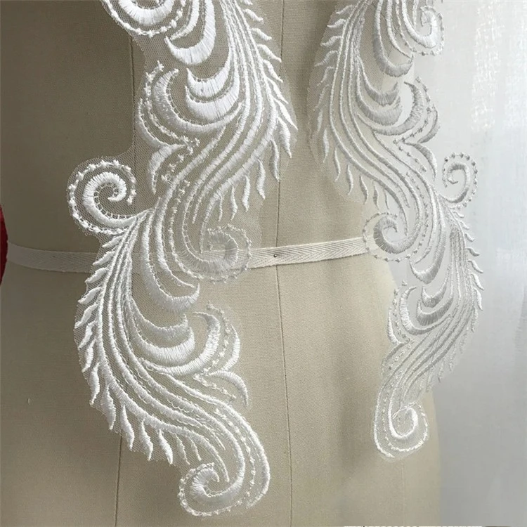 2 Pairs New Lace Flat Embroidery Phoenix Patch Decal, Suitable for DIY Clothing Accessories, Wedding Decorations, Etc