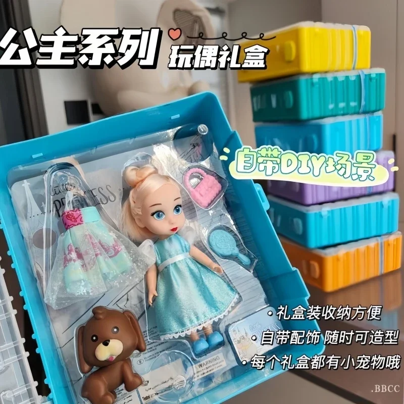 Disney gefroren Anna Elsa Prinzessin Puppe Belle lange Haare die kleine Meerjungfrau Mini-Salon verkleiden Spielzeug Set Spielzeug für Geburtstags geschenk