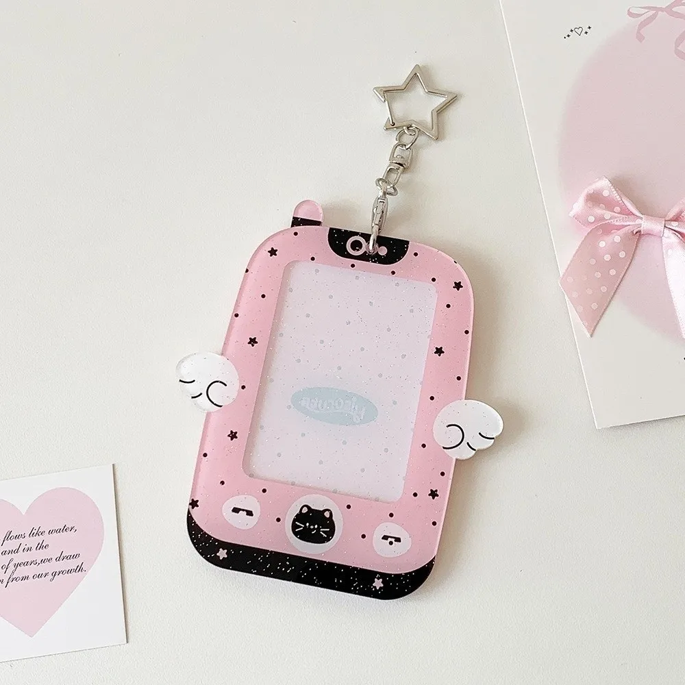 New 3-inch Mini Wing Card Holder Acrylic With Keychain Photo Card Storage Scratch-Resistant Clear Display Card Display Case