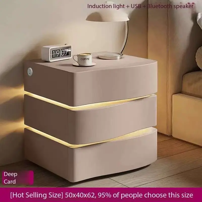 โต๊ะข้างเตียงลอยตัวอัจฉริยะ ตู้ข้างเตียงเรียบง่ายทันสมัย พร้อมไฟเซ็นเซอร์และลำโพง โต๊ะข้างเตียงระดับไฮเอนด์และหรูหรา