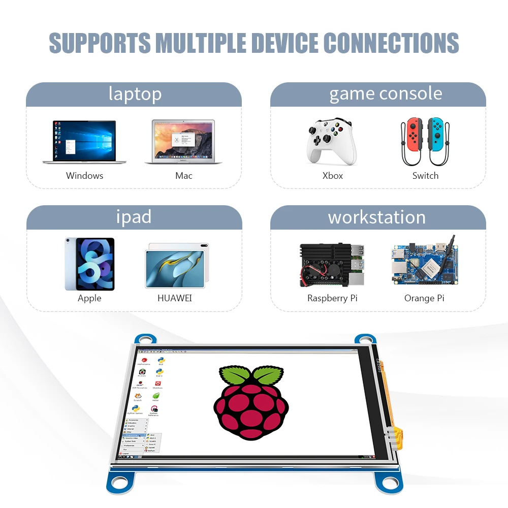 Mini moniteur portable compatible HDMI, écran LCD T ouch, 3.5 ", 320x480, Raspberry Pi 4, 3B +, 3B, Windows