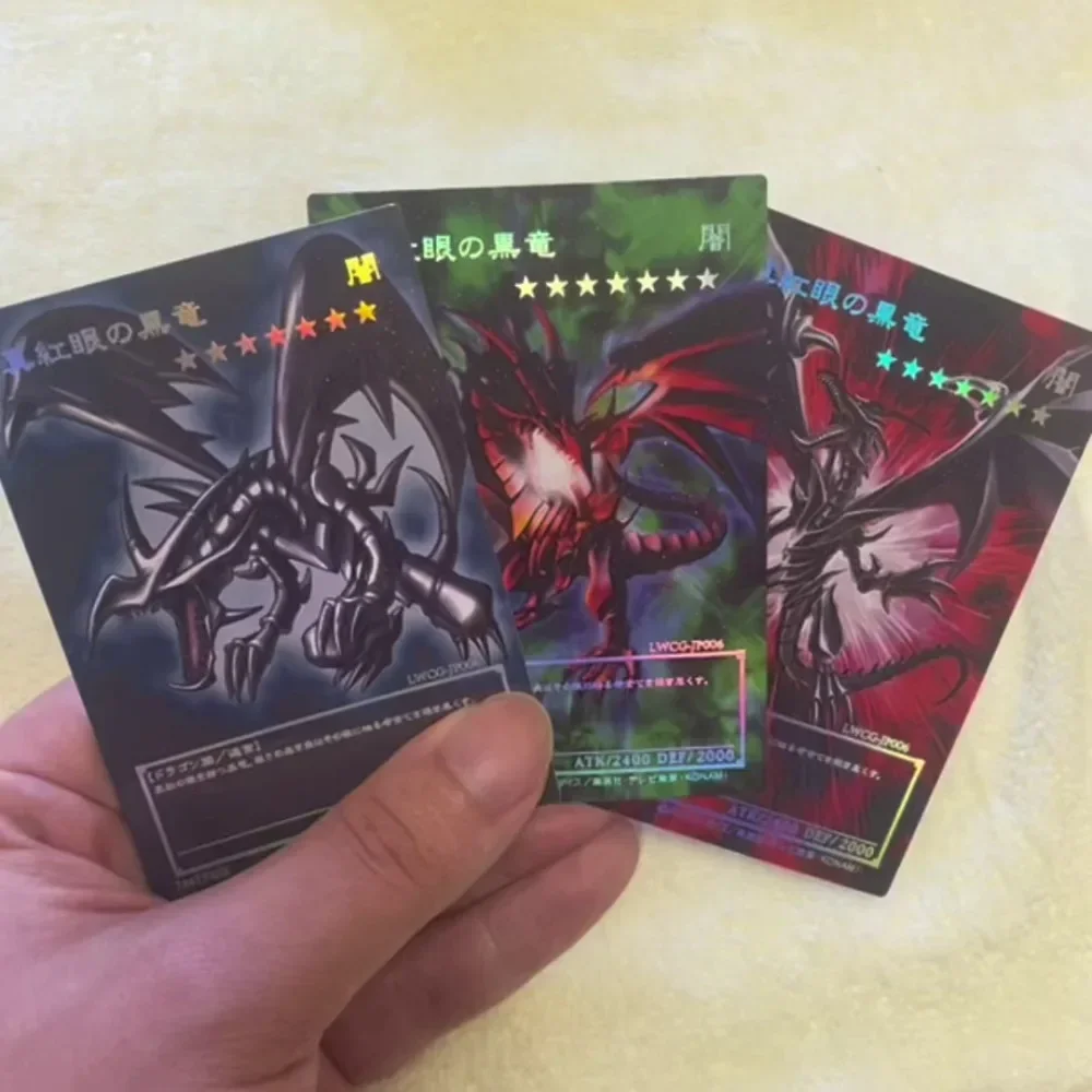 DIY Yu-Gi-Oh! Red Eyes Black Dragon Laser Relief FlashCard Card Anime Peripheral Game Collection Card Holiday Gift