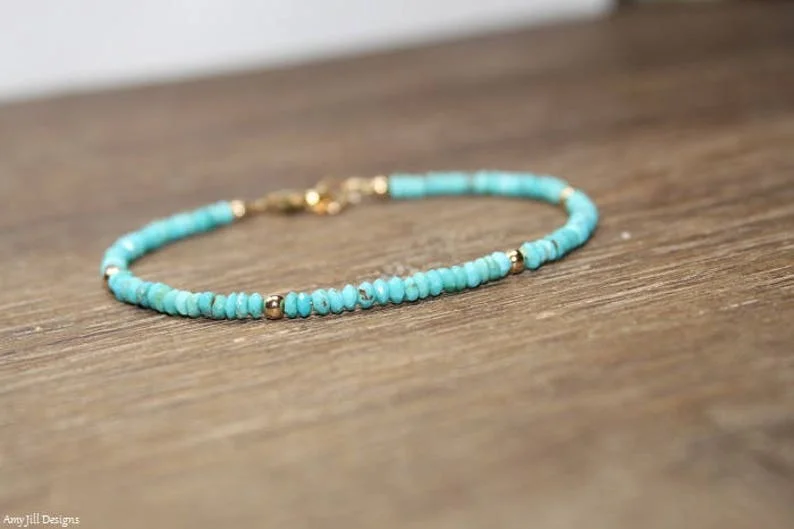 Sleeping Beauty Turquoise Bracelet, Turquoise Jewelry, December Birthstone, Gemstone Bracelet, Gold Filled or Sterling