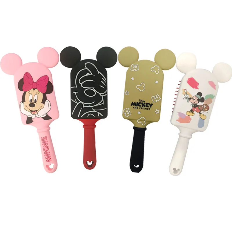 Disney-peine de dibujos animados de Mickey y Minnie para niña, cojín de aire antiestático, cepillos para el cuidado del cabello, maquillaje de