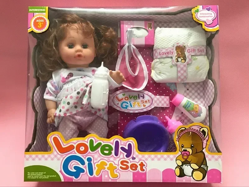 Reborn Baby Dolls para menina, simulação 32cm, piscar de olhos, beber água, para o banheiro e pode falar modelo, presente macio, engraçado