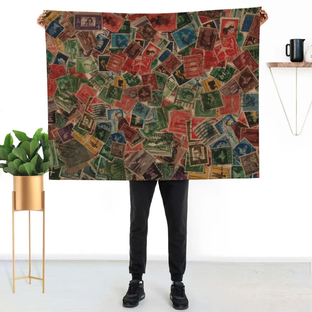 Vintage Postage Stamps Collection Throw Blanket Vintage halloween Furrys Luxury St Decorative Beds bed plaid Blankets