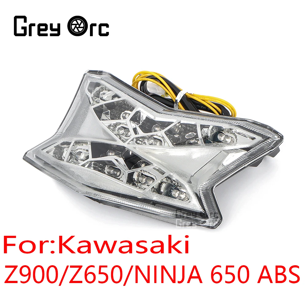 

Moto LED Taillight Brake Stop Tail Light Integrated Frosting Turn Signal Lamp For Kawasaki Ninja 650 Z650 Z900 2017-2023