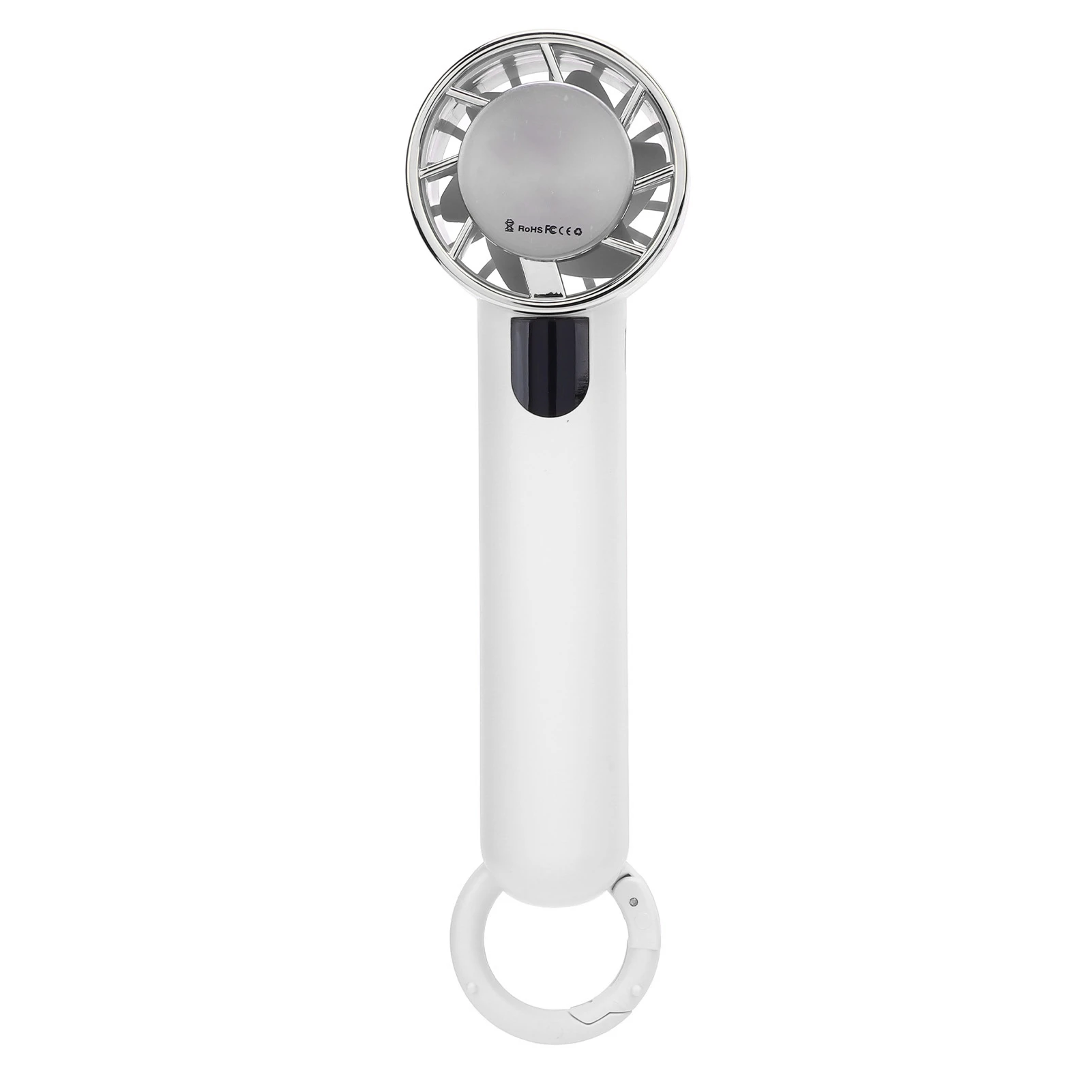 Adjustable Pocket Cooling Fan with Digital Display Low Noise 5 Gear Levels Mini Handheld Icing Fan for Travel Beach White