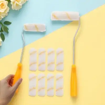 

10pcs 4 Inch Wall Paint Roller Brush Reusable Shed Resistant Lint Free For Diy Home Office Painting Tool