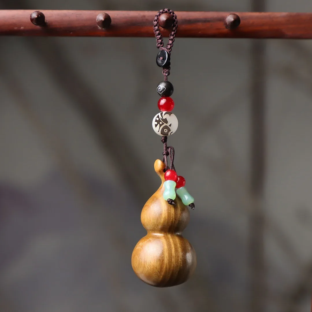 Feng Shui Gourd Keychain Wood Wu Lou Good Key Ring Luck Charms image 5