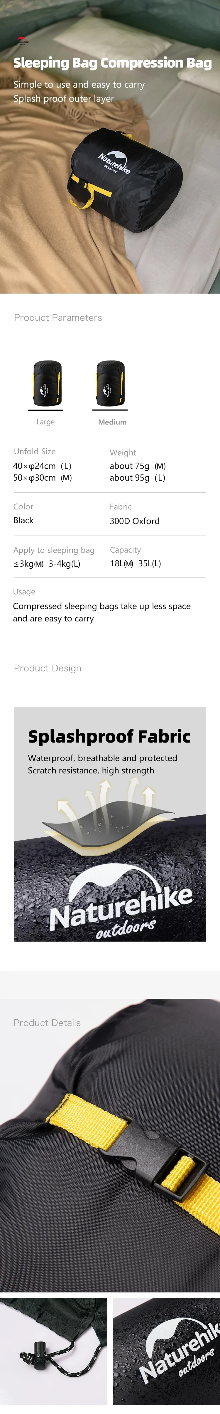 Naturehike Kompressionsbeutel 300D Ultraleichter Wasserdichter Schlafsack-Aufbewahrungsbeutel Multifunktionaler Reise-Schlafsack Kompressionsbeutel S – Detail 1