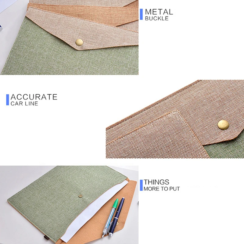 A4 A5 Linen Felt File Bag Portfolio Office Study Bag Stationery Folder Simple Big Document Bag File Folder Briefcase Office New