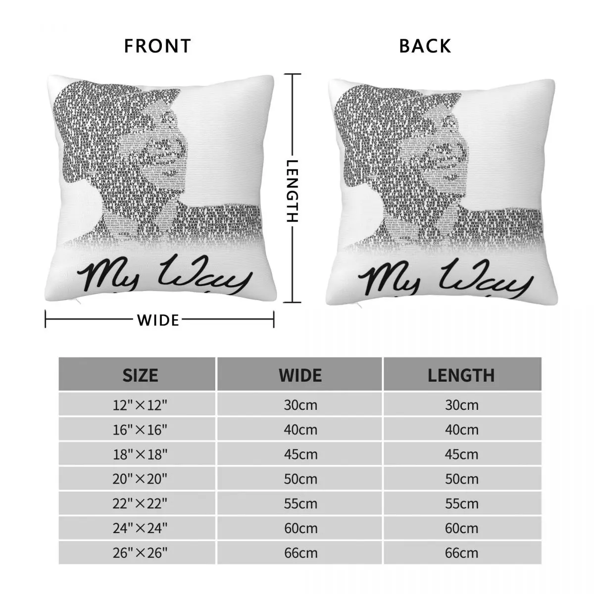 Frank Sinatra My Way Pillowcase Polyester Linen Velvet Printed Zip Decorative Throw Pillow Case Room Cushion Cover