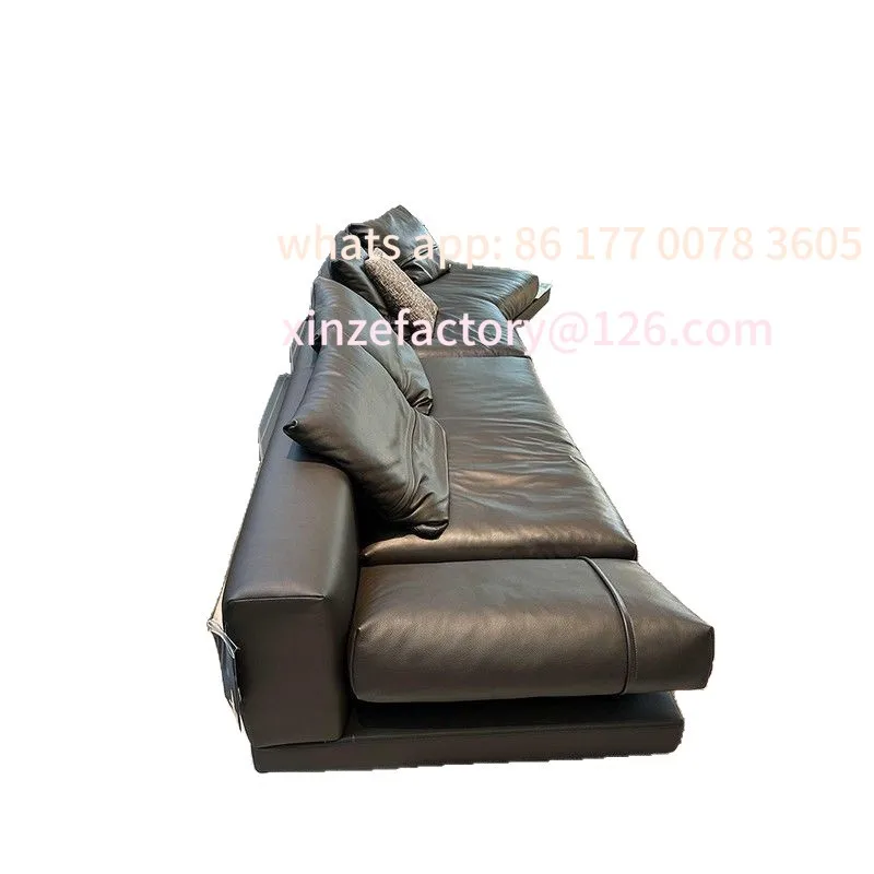 فيلا إيطالية جديدة بسيطة قابلة للتخصيص لعام 2025، أريكة جلدية كبيرة لغرفة المعيشة المسطحة، أريكة حديثة فاخرة من الطبقة الأولى من جلد البقر