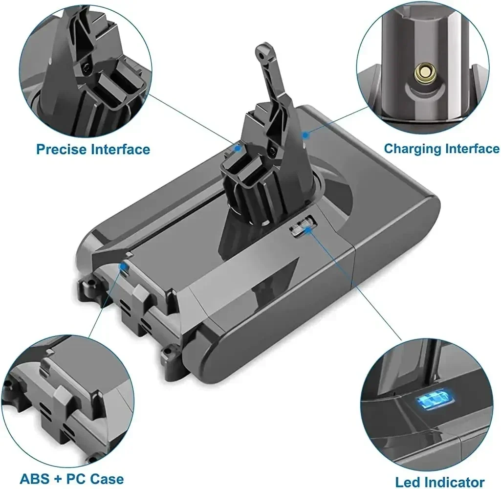 Para dyson v8 21.6v 12800ah bateria de substituição absoluta v8 animal li-ion sv10 aspirador de pó série baterias recarregáveis