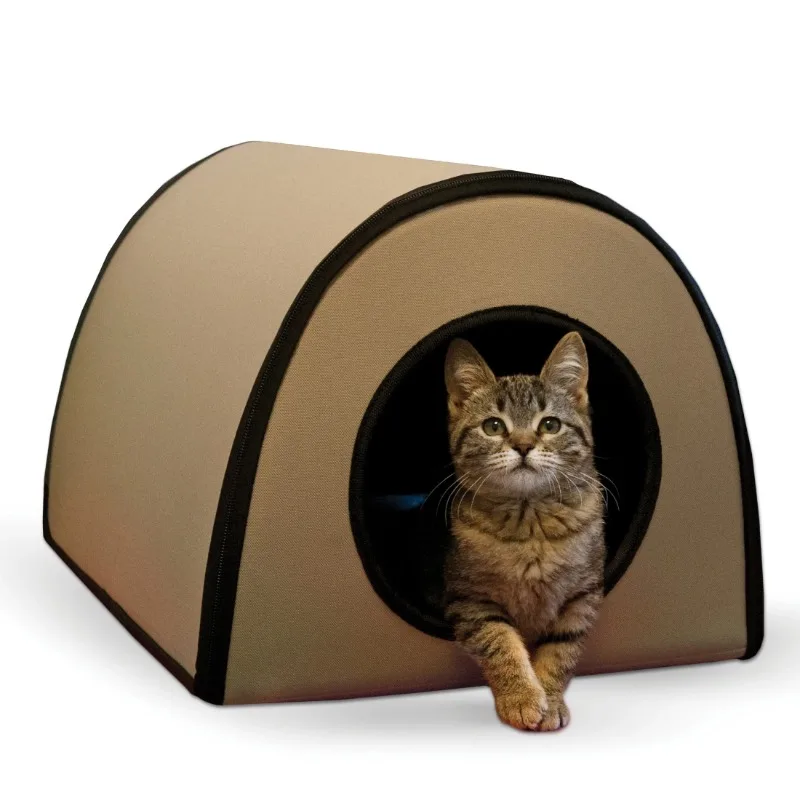 

Thermo Mod Kitty Shelter Outdoor Heated Kitty House Tan 21 X 14 X 13 Inches